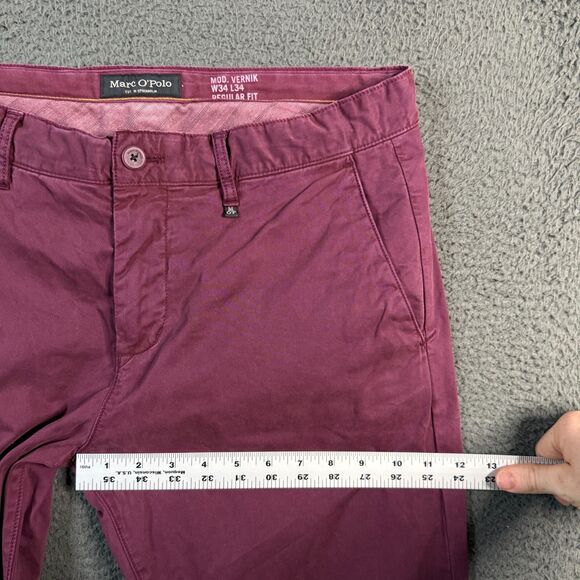 Marc O'Polo Pants Mens 34x34 Red Modern Vernik Slim Straight Fit Stretch Chinos - Picture 15 of 16
